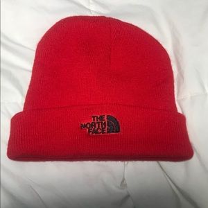 Red North Face Beanie